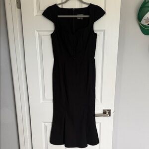 Anthropologie Black Cap Sleeve Midi Dress